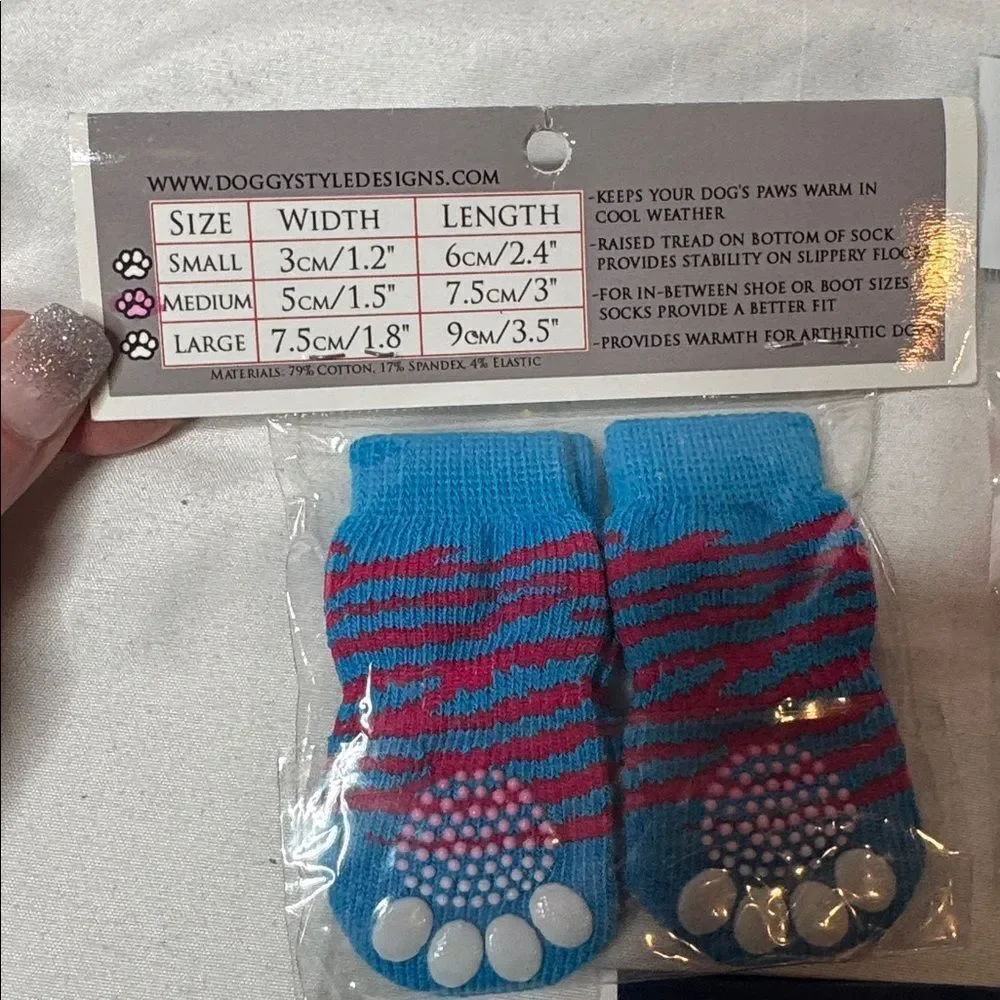 Three Sets Of Dog Socks. Size Medium. New.